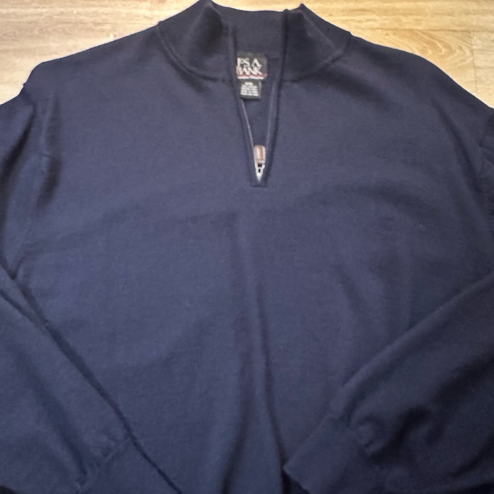 Jos. A. Bank Signature Collection XXL Merino Wool Dark Blue 1/4 Zip Pullover - Picture 2 of 9